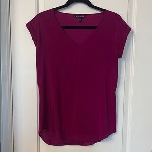 Express Women's Purple V-Neck Top